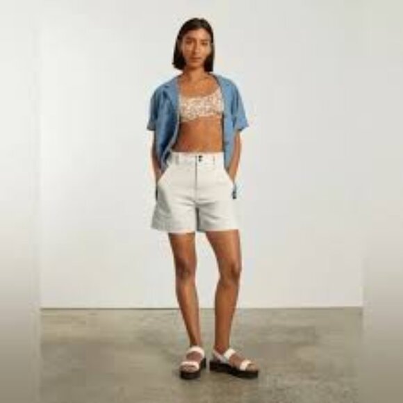 Everlane The Way-High Twill Short Off White/Size 12 - Picture 1 of 14